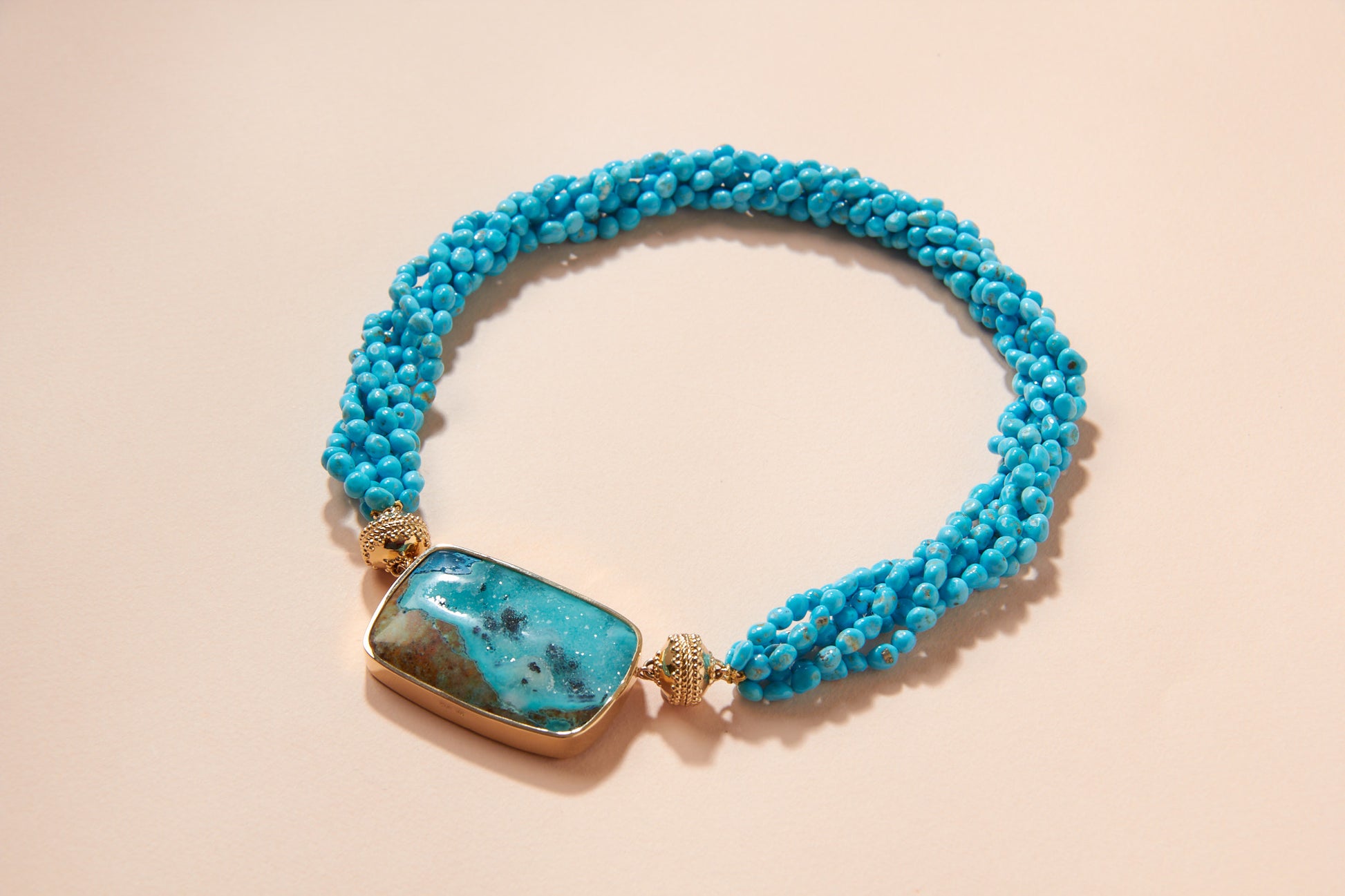 Multi-Strand Sleeping Beauty Turquoise Small Pebble Necklace