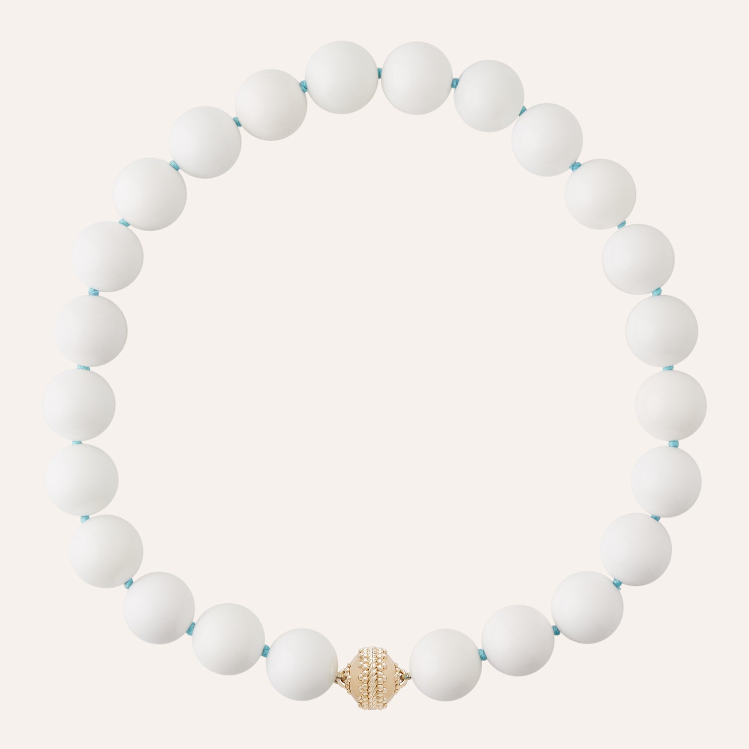 Victoire 16mm White Agate with Turquoise Knots Necklace