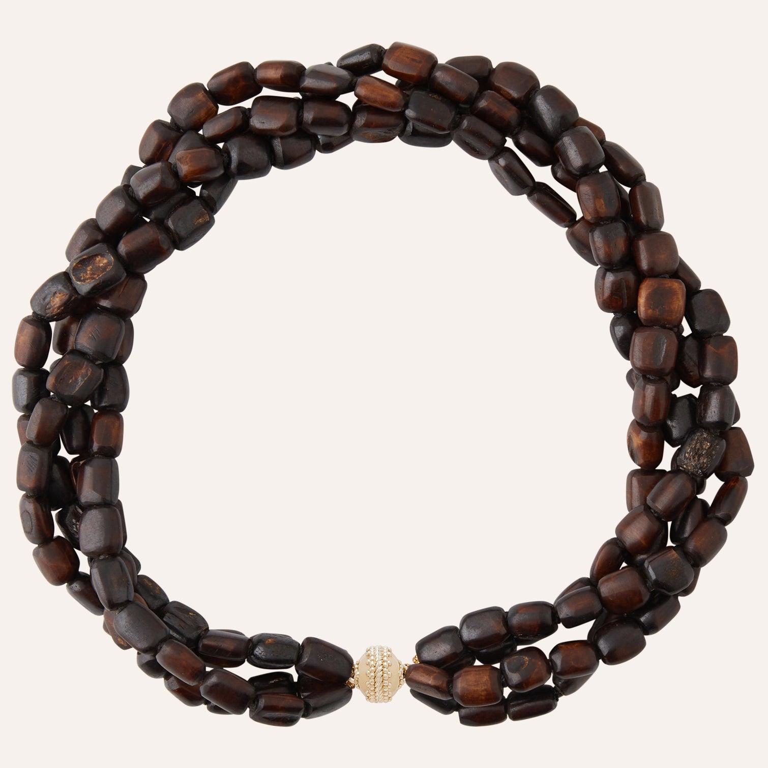 Multistrand Brown Kenyan Bovine Bone Bead Necklace