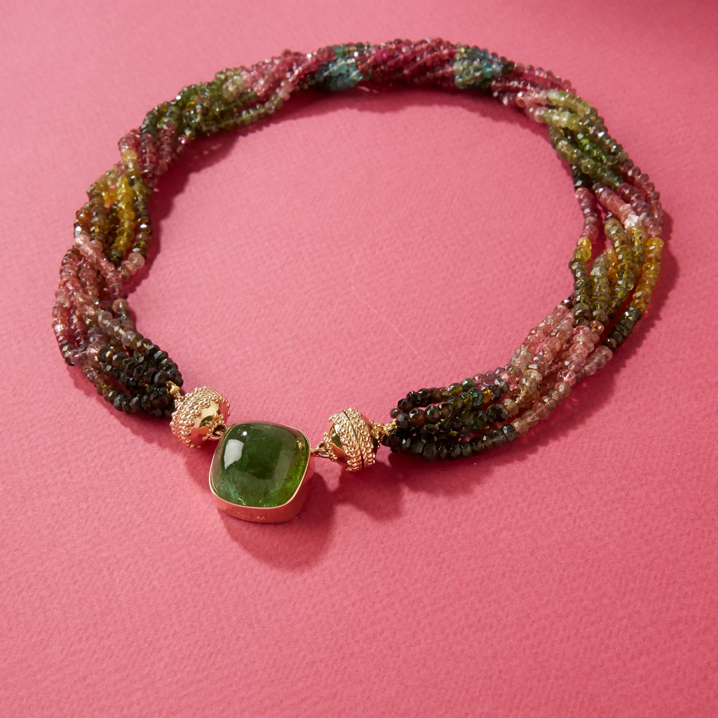 Candy Green Tourmaline Square Cabochon Centerpiece