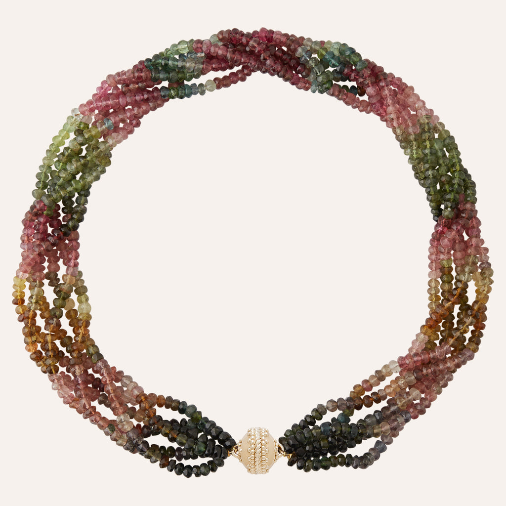 Dark Watermelon Tourmaline Multi-Strand Necklace