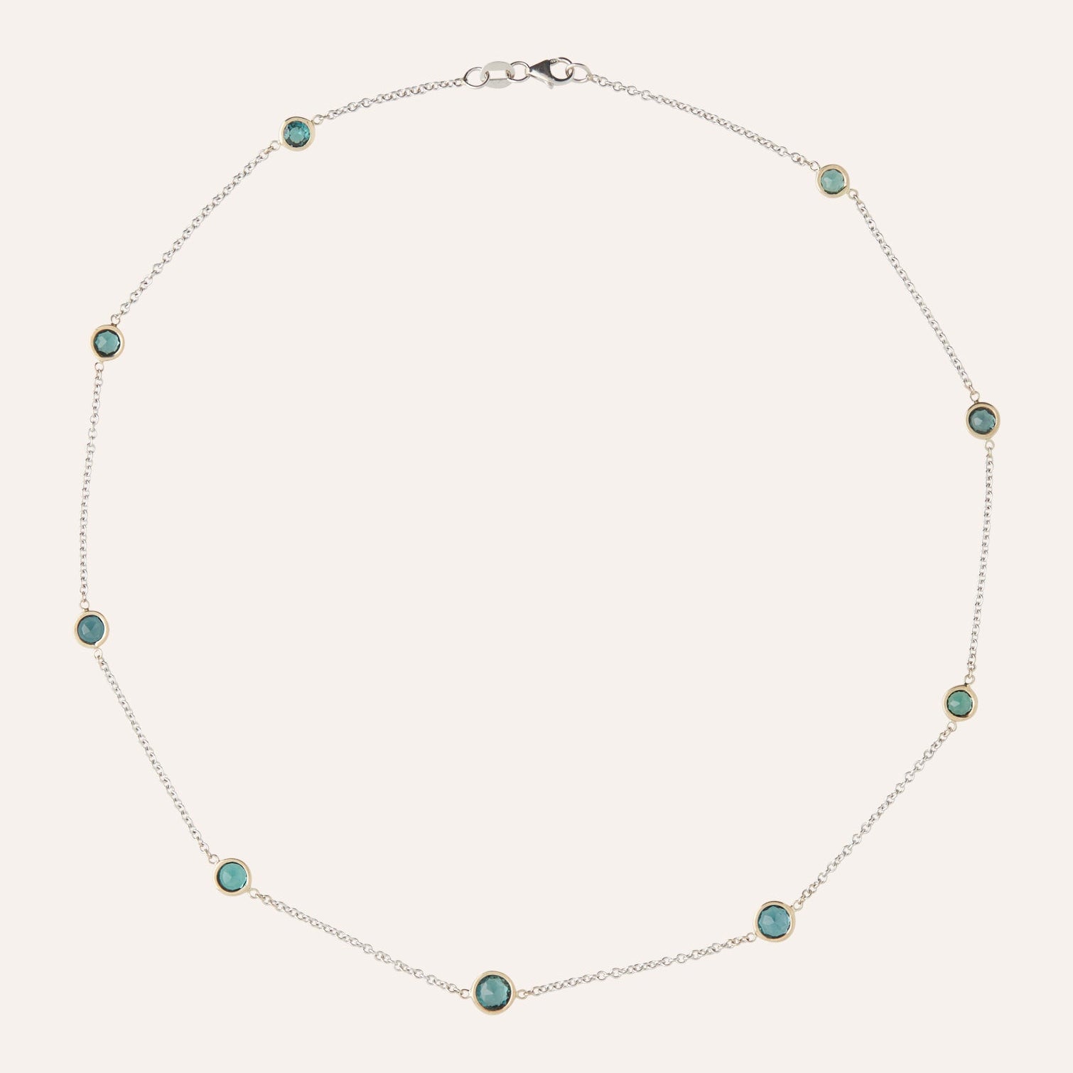 Tournaline Station Necklace with 18K White and Yellow Gold