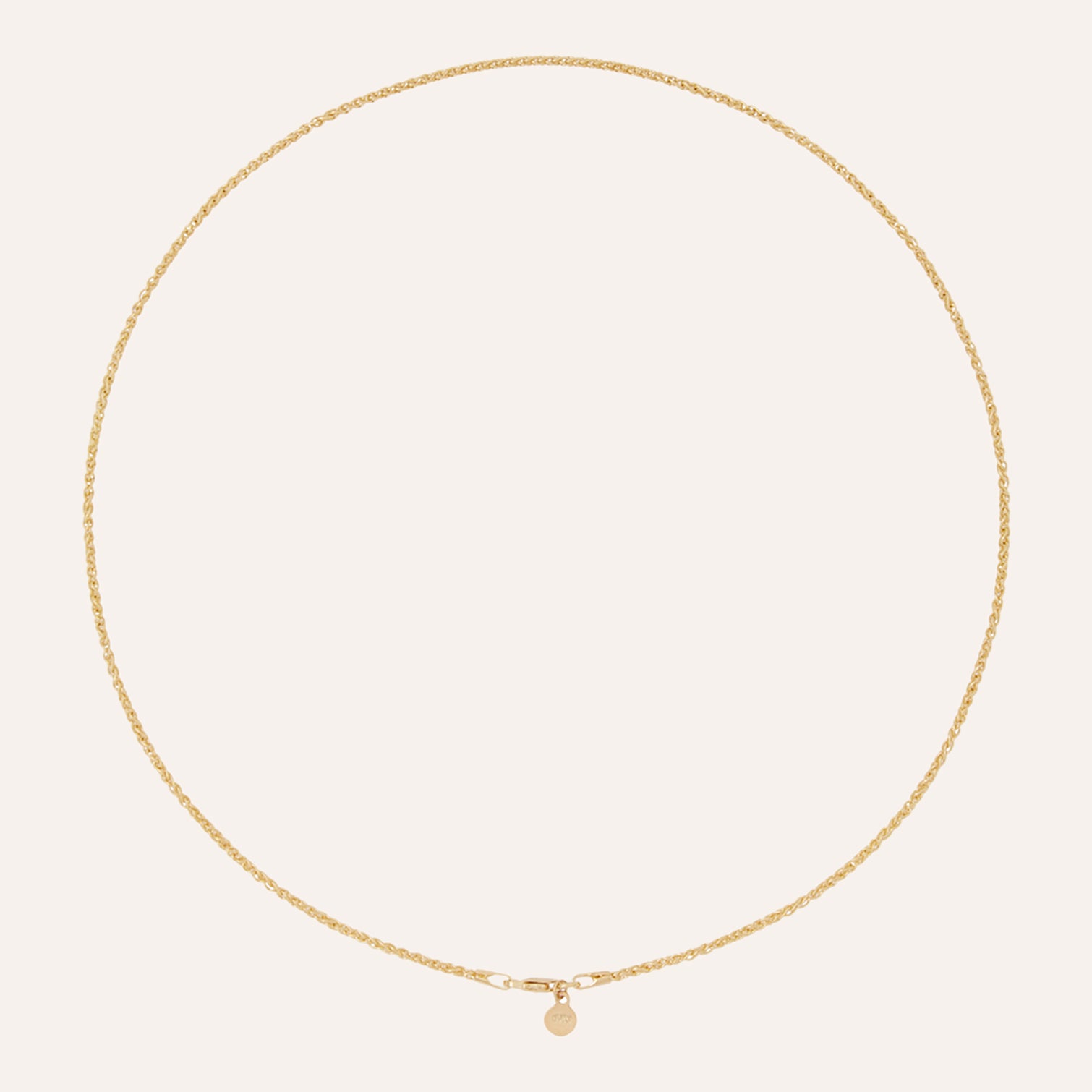 18K Round Wheat Necklace Chain, 16"L