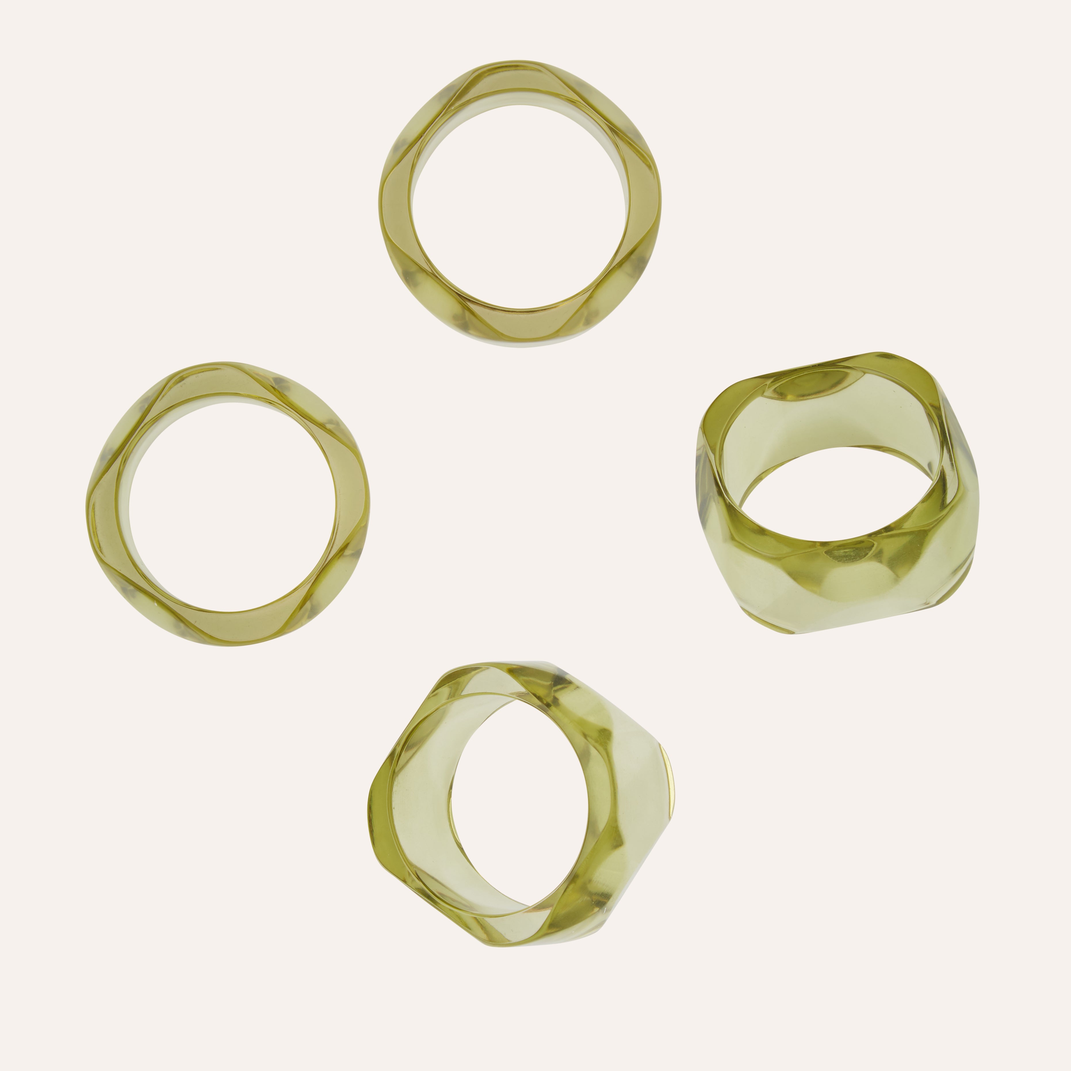 Green Beryl Gem Napkin Rings