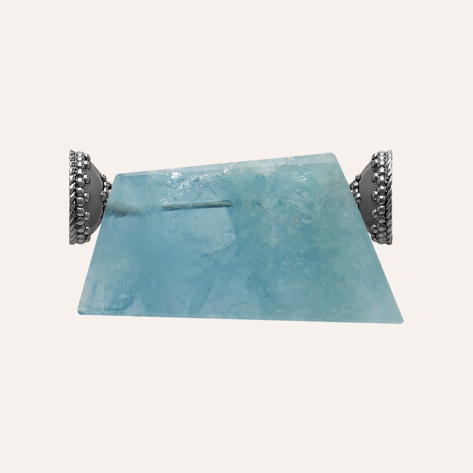Aquamarine Rough Slice Gunmetal Centerpiece