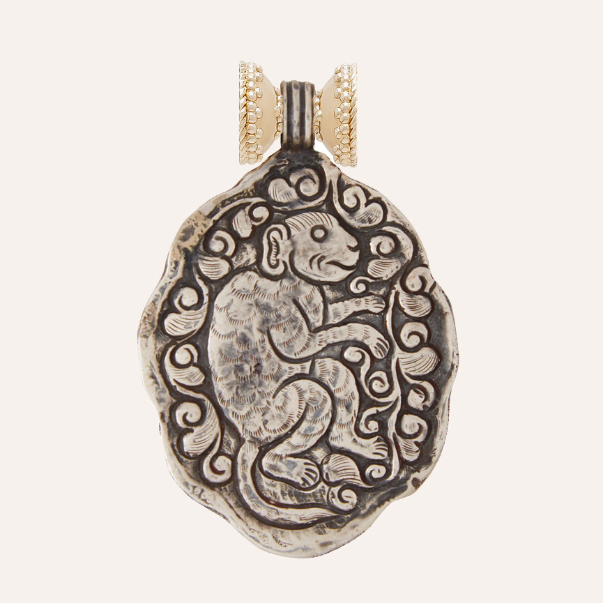 Tibetan Treasure Moonstone & Sterling Silver Centerpiece