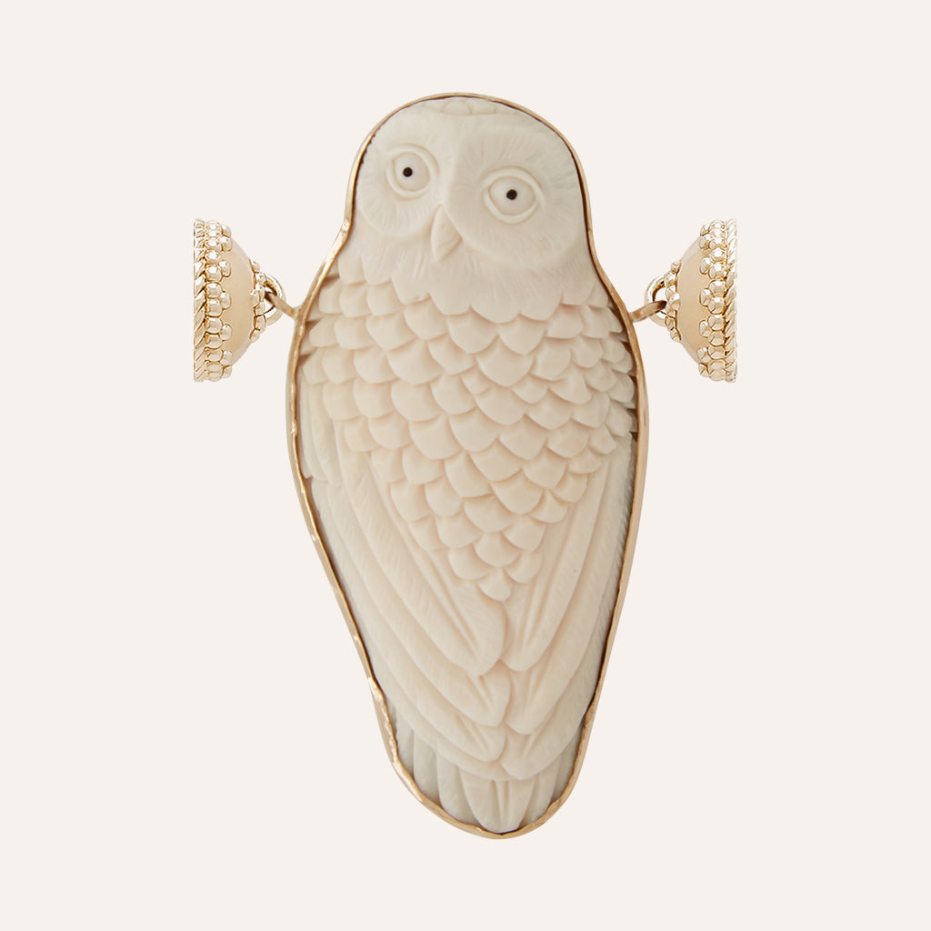 Carved Bone Owl Centerpiece