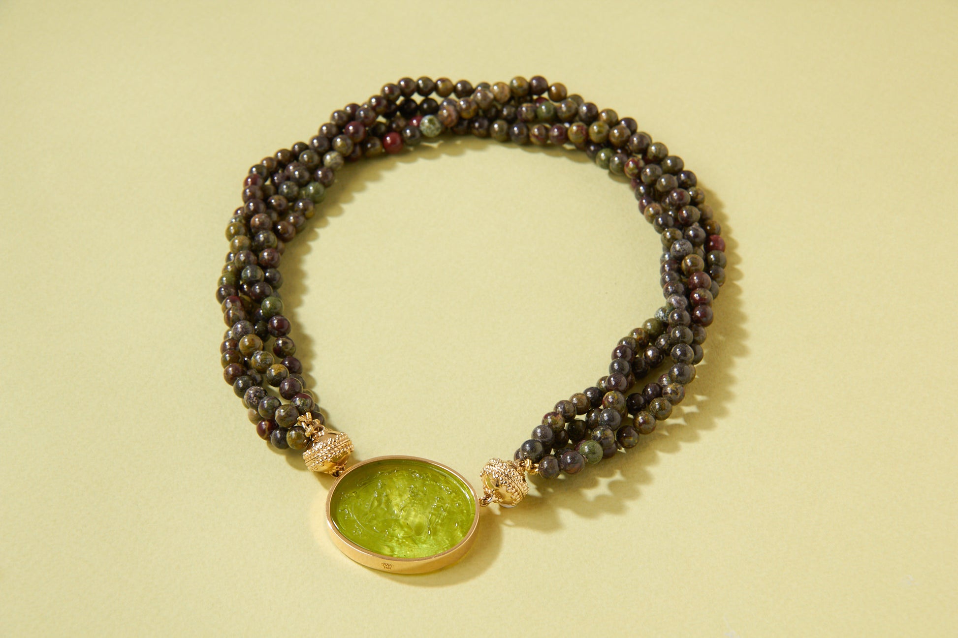 Victoire 6mm African Dragon Bloodstone Multi-Strand Necklace