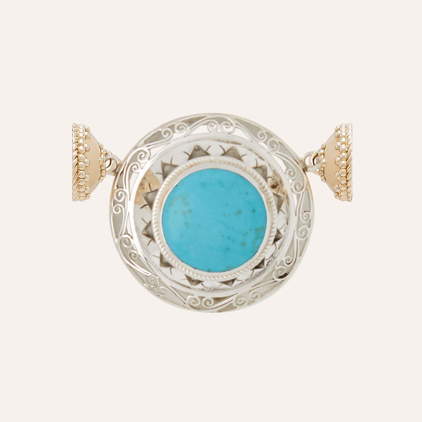 Tibetan Treasure Sterling Silver & Turquoise Pierced Centerpiece