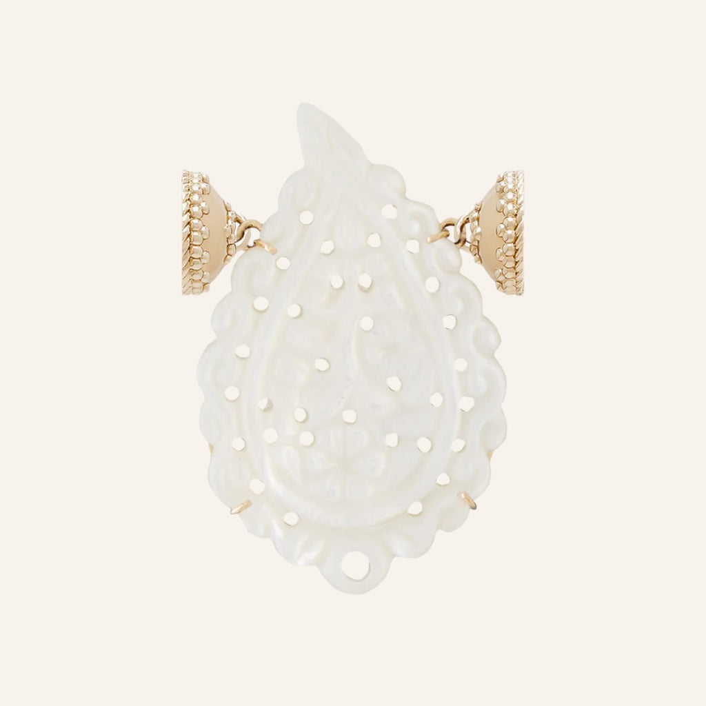 White Mother of Pearl Paisley Centerpiece