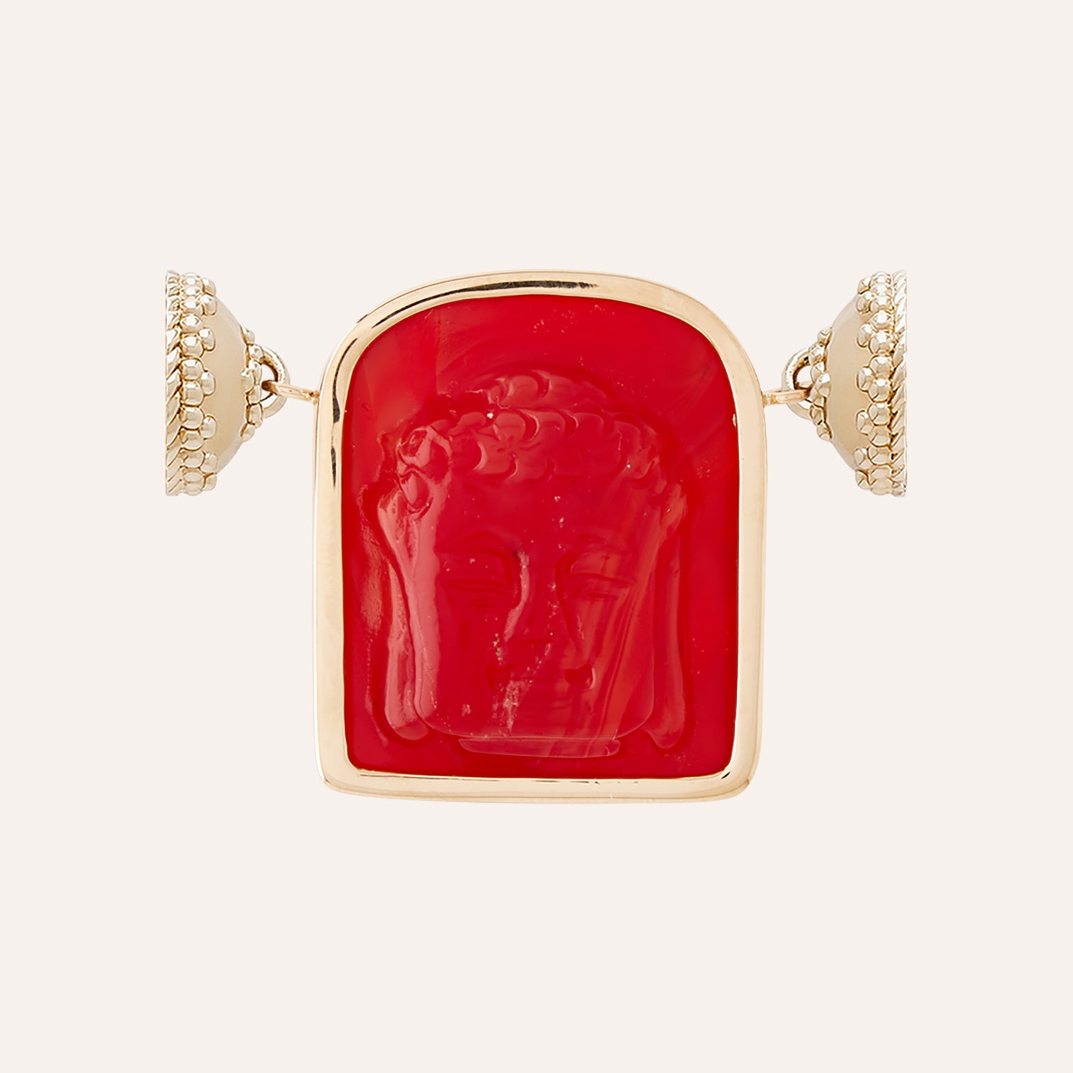 Italian Glass Mottled Scarlet Red Buddha Centerpiece