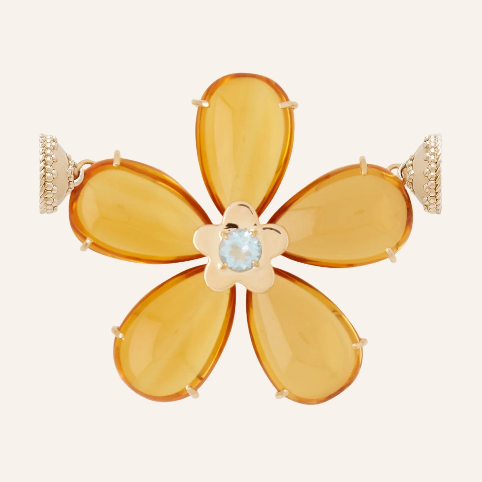 18K Helen Citrine & Blue Topaz Flower Centerpiece