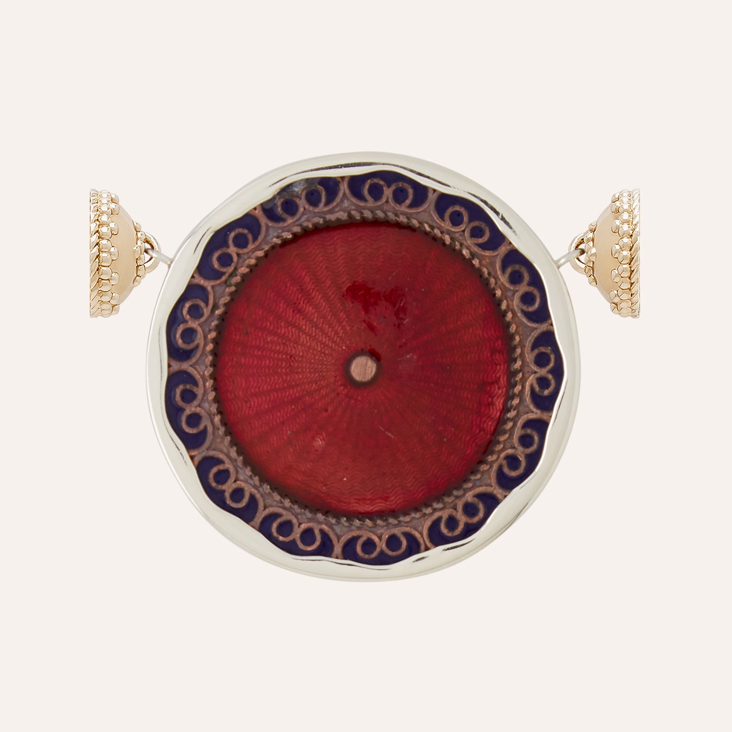Tibetan Treasure Blue and Red Guilloche Enamel Centerpiece