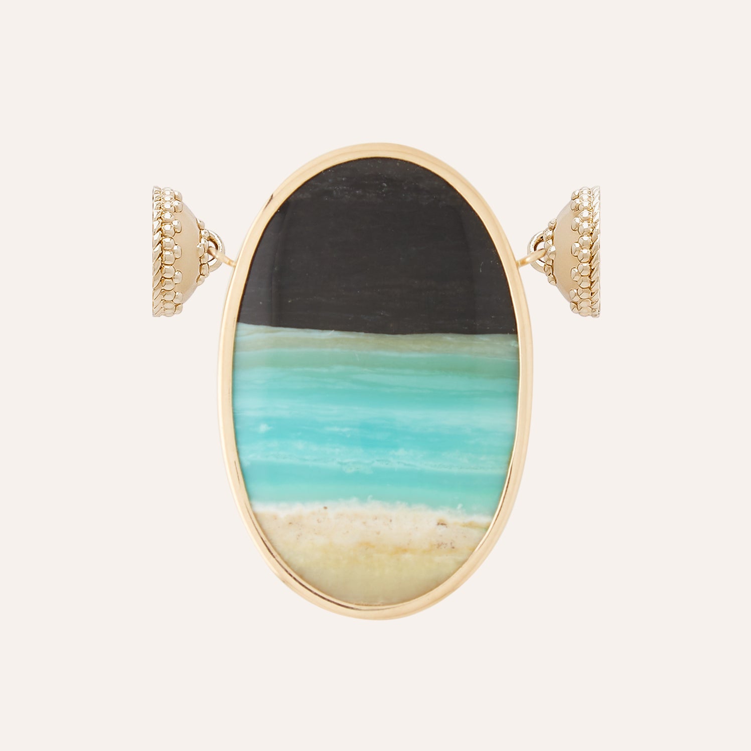 Dark Opalized Wood Oval Centerpiece