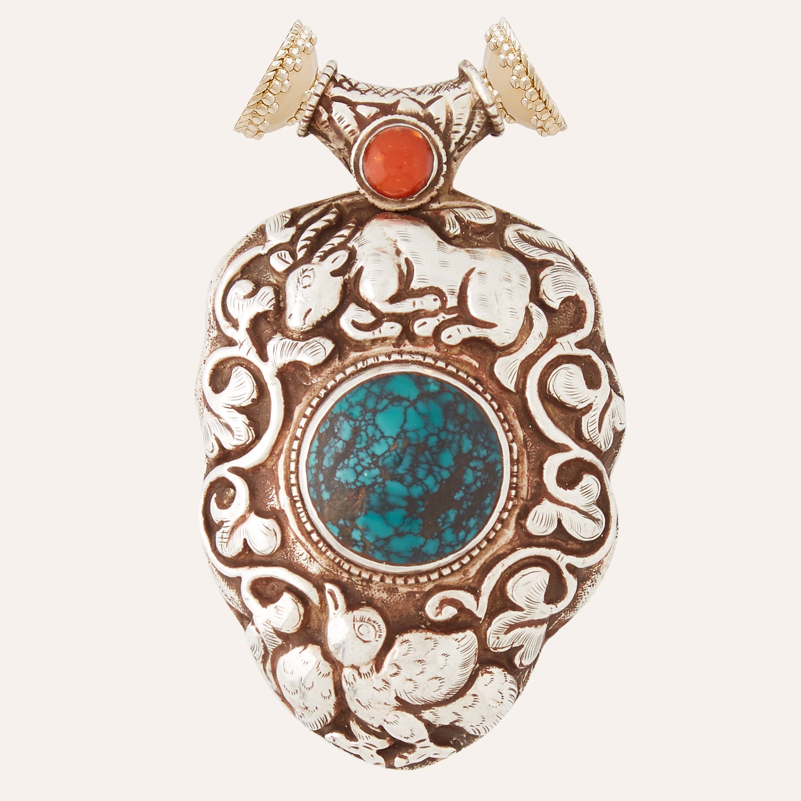 Tibetan Treasure Turquoise Bird Centerpiece