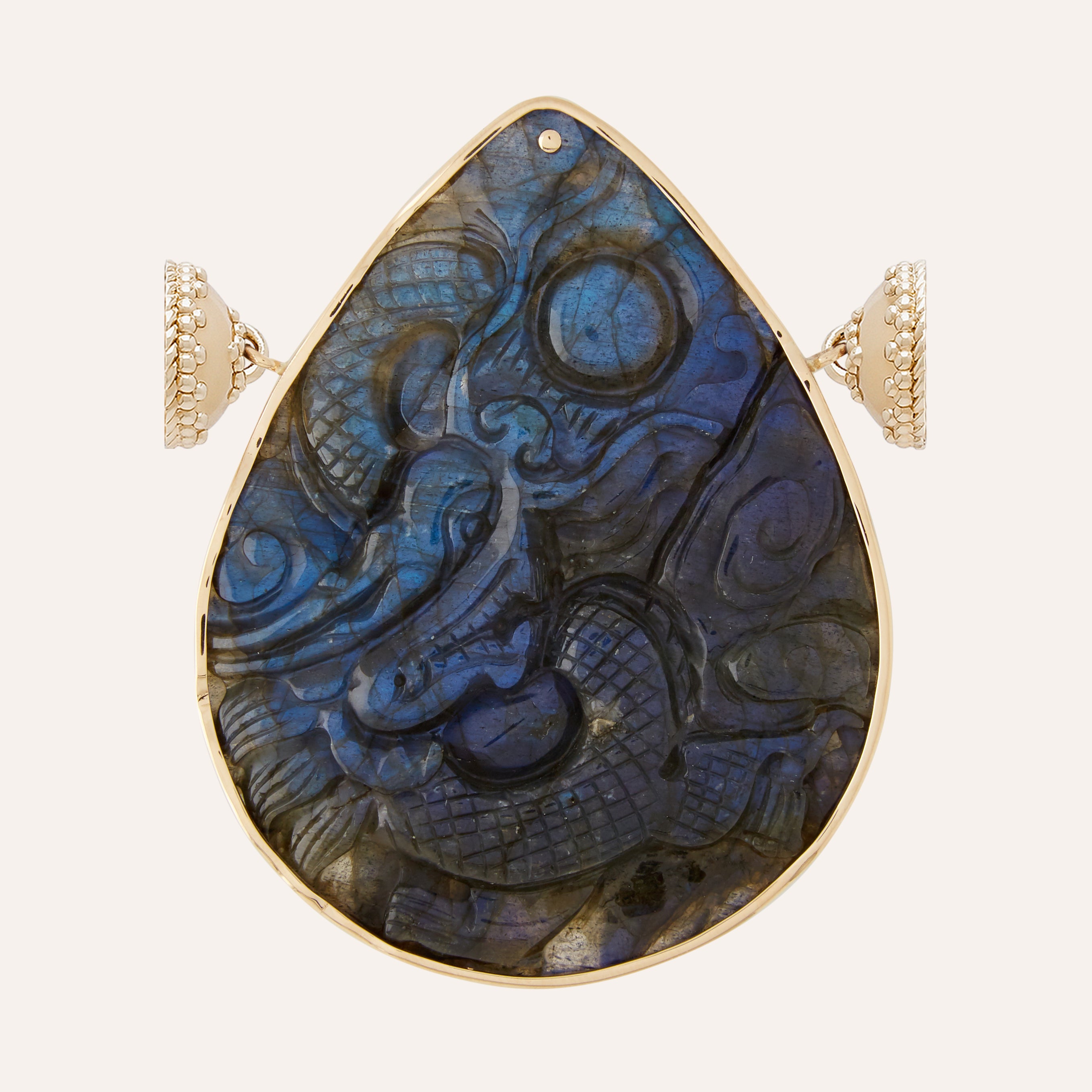 Carved Labradorite Dragon Teardrop Centerpiece