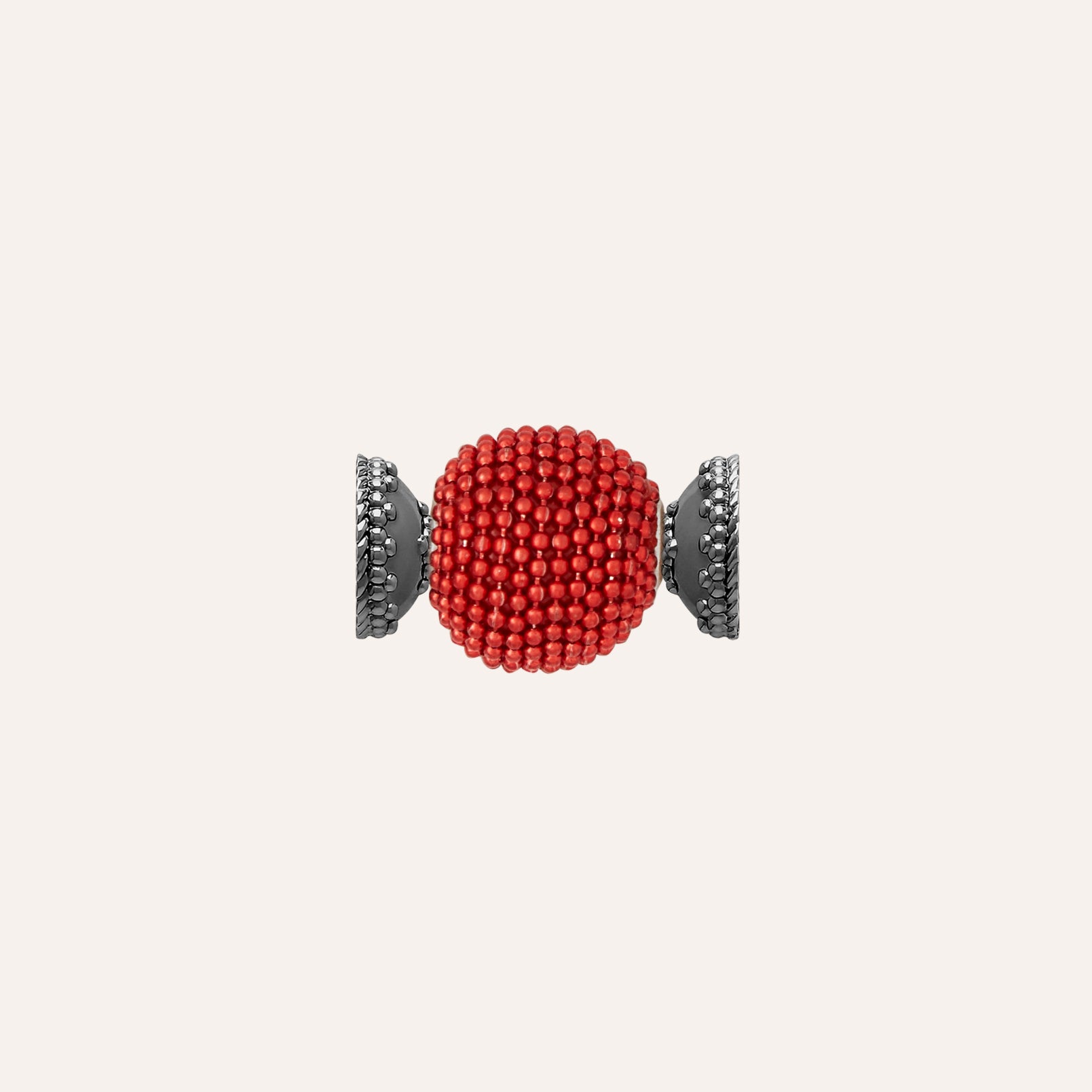 Caviar Red Bead 18mm Gunmetal Centerpiece
