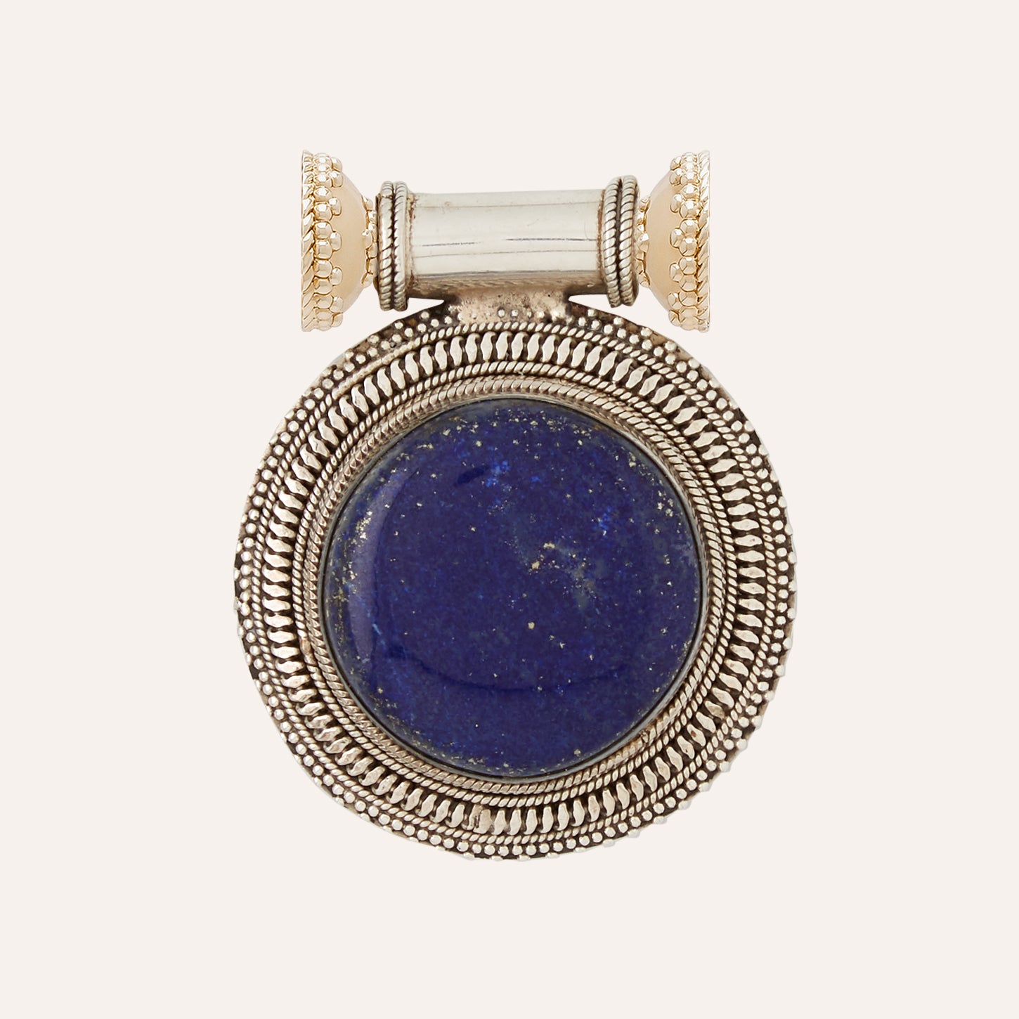 Tibetan Treasure Sterling Silver and Lapis Circle Centerpiece