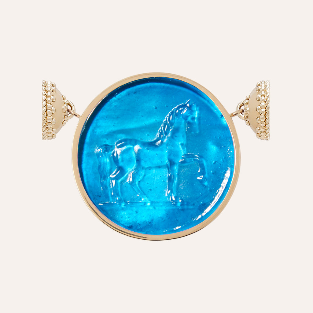 Classic Equine Capri Blue Chiara Glass Centerpiece