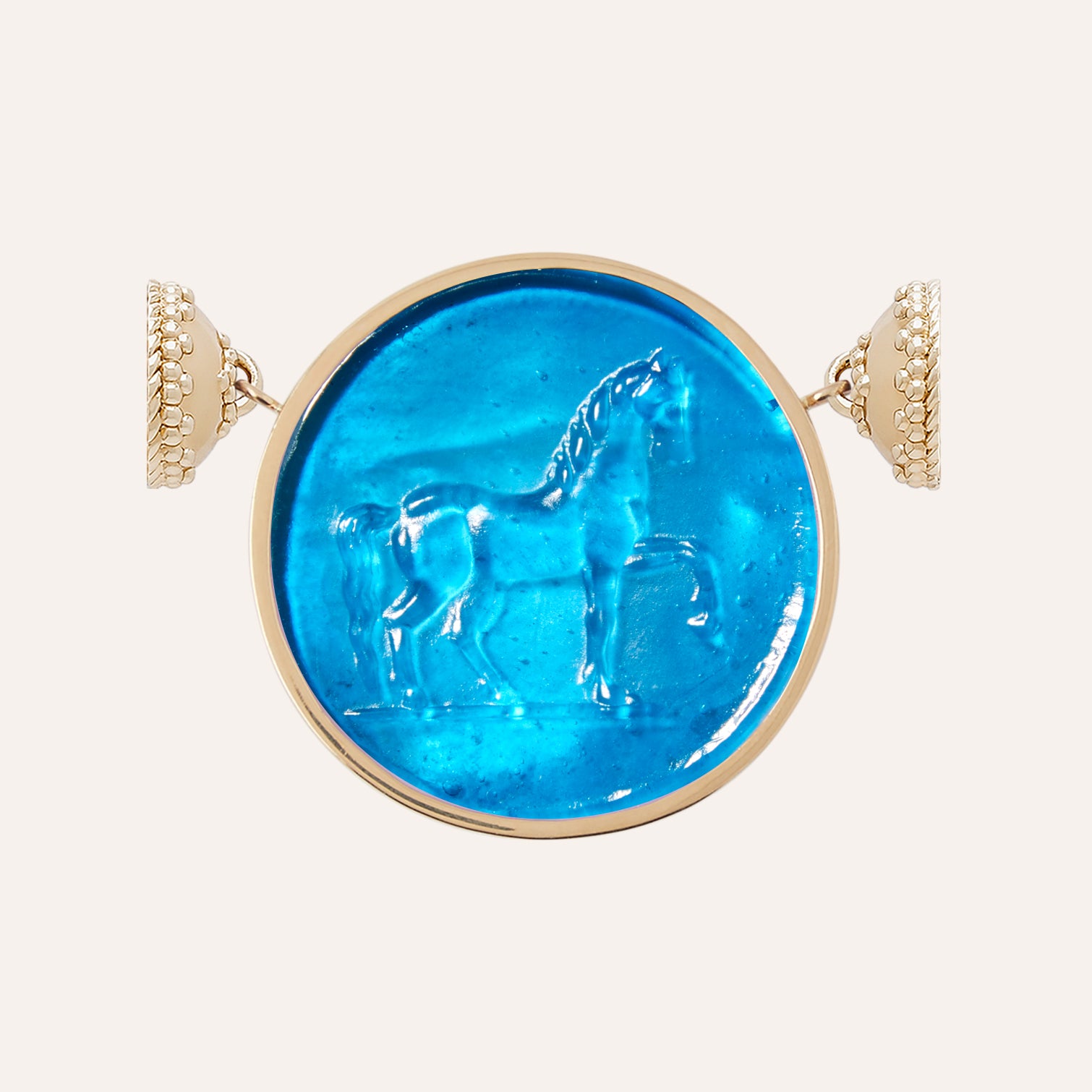 Classic Equine Capri Blue Chiara Glass Centerpiece