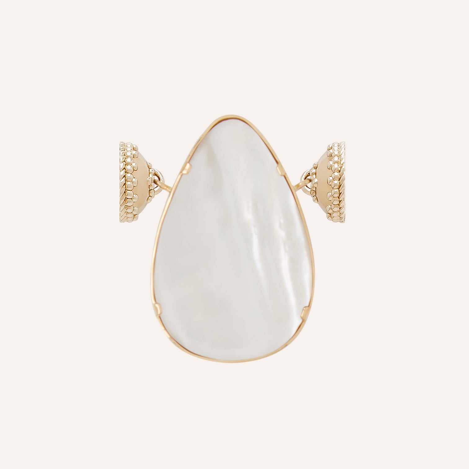 White Agate and 18K Yellow Gold Druzy Teardrop Centerpiece