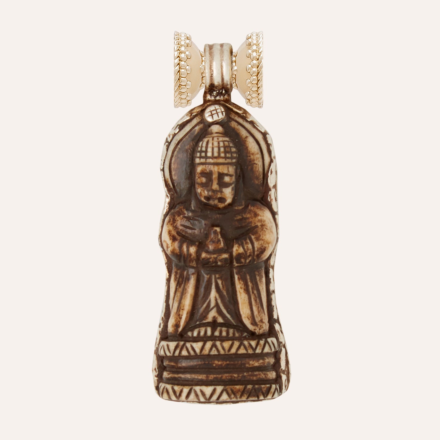 Tibetan Treasure Carved Bone Buddha Centerpiece