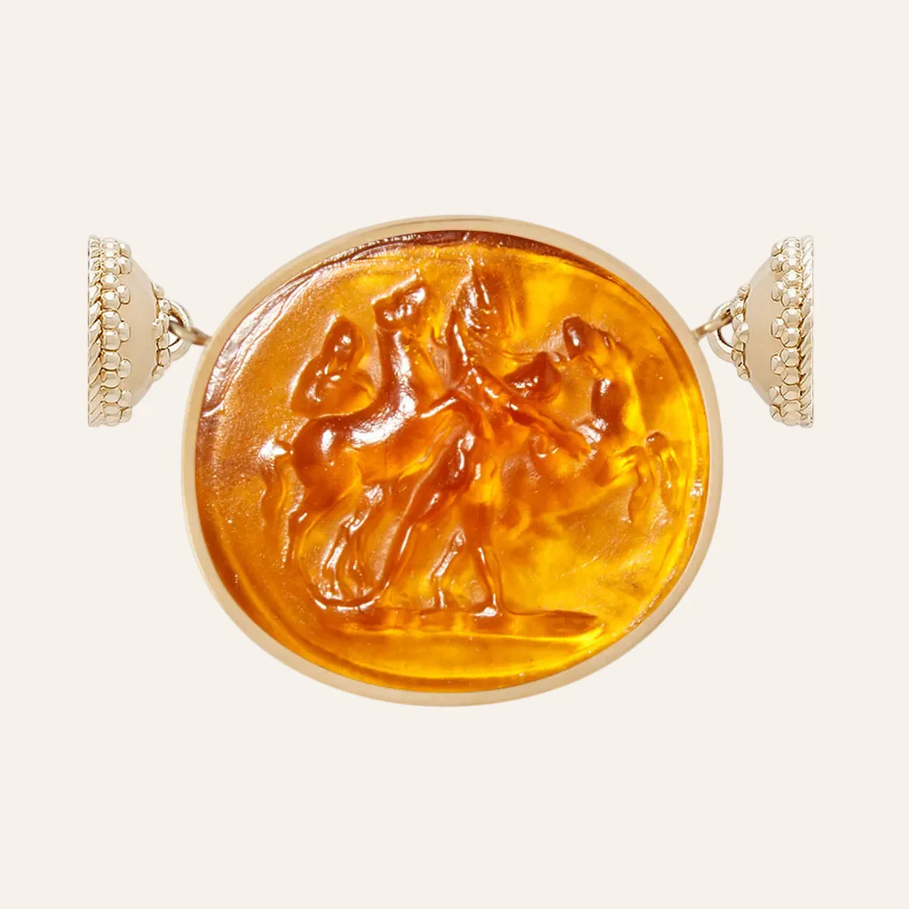 Classic Horses Whisky Citrine Chiara Glass Centerpiece