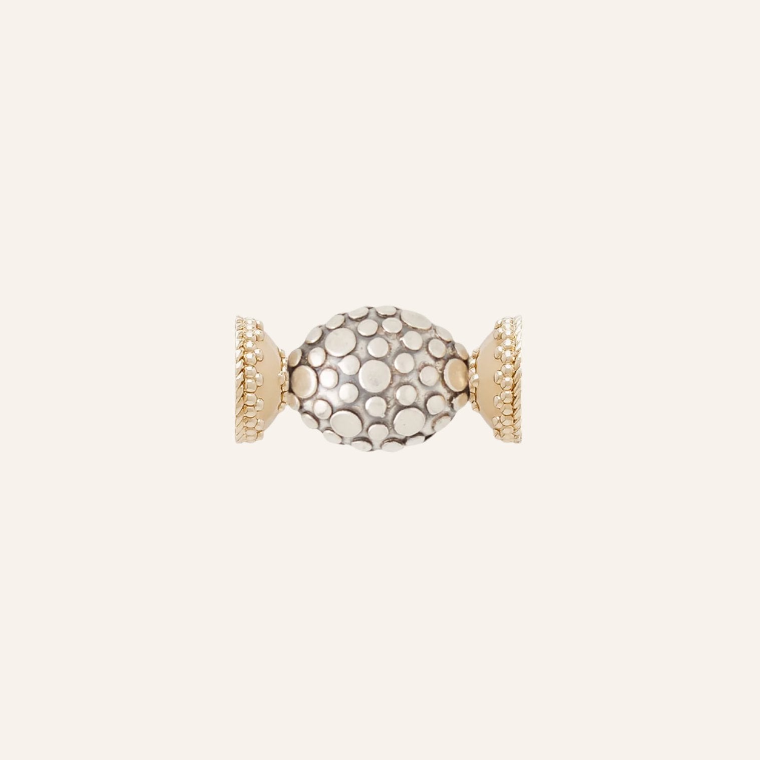 Sterling Silver Polka Dot Small Oval Bead Centerpiece