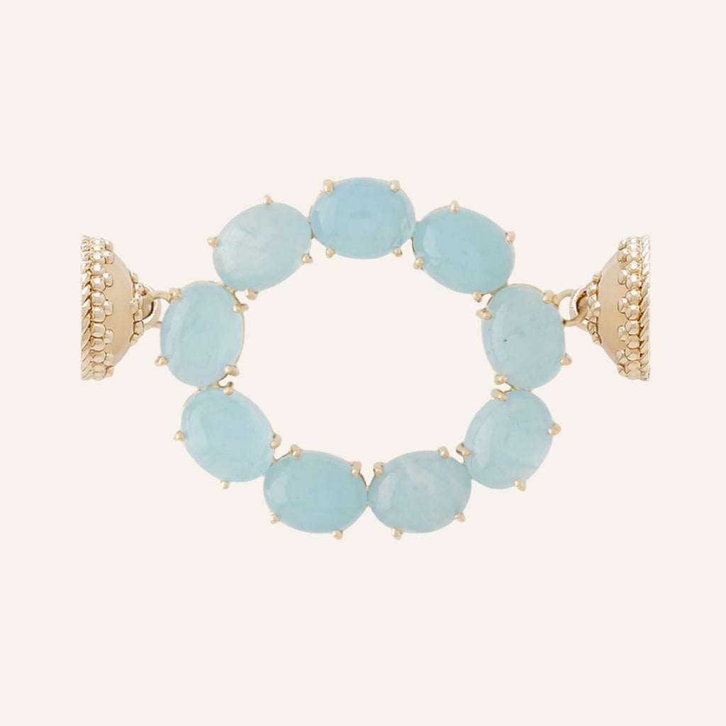 Oval Blue Beryl Cabochon Centerpiece
