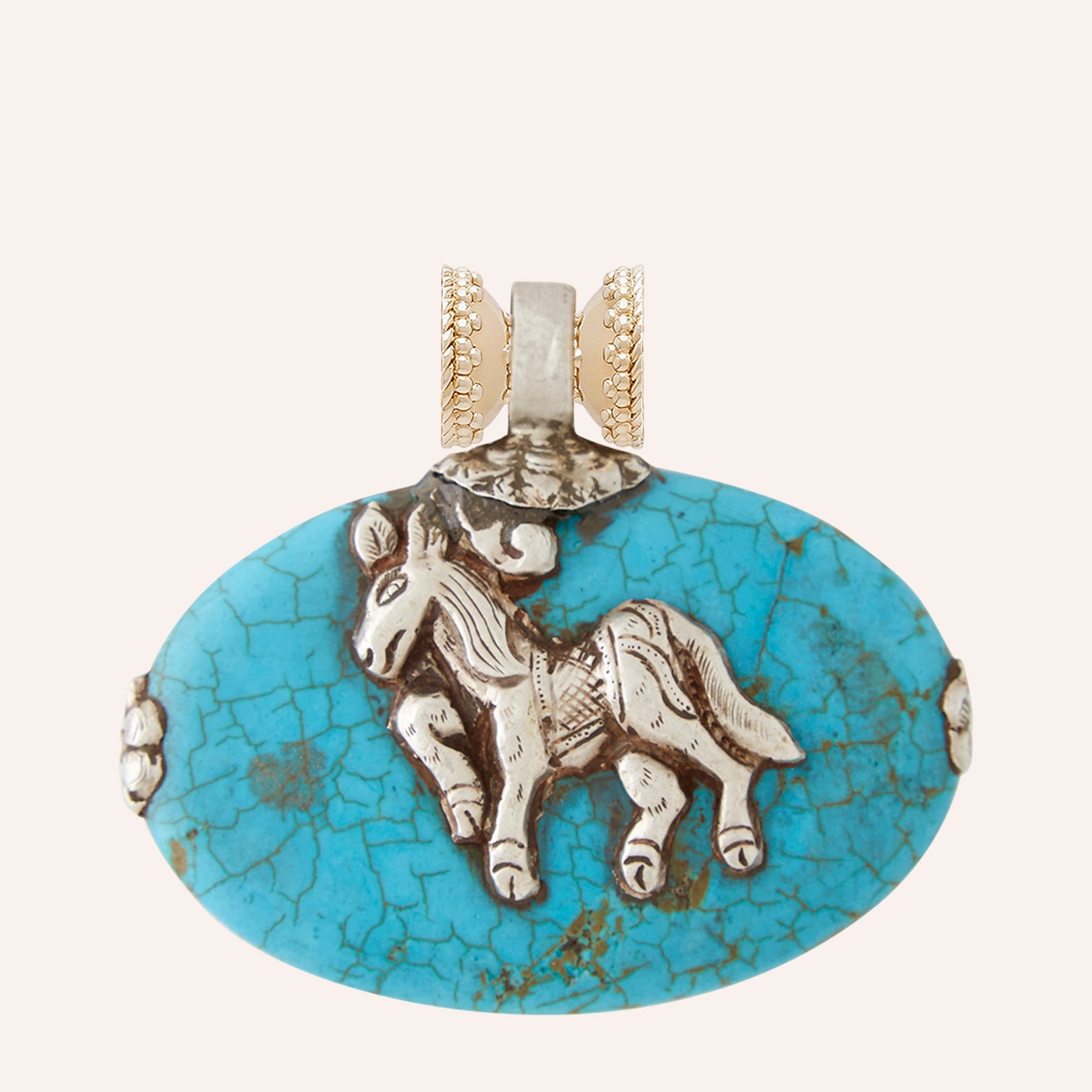 Tibetan Treasure Turquoise Elephant & Donkey Centerpiece