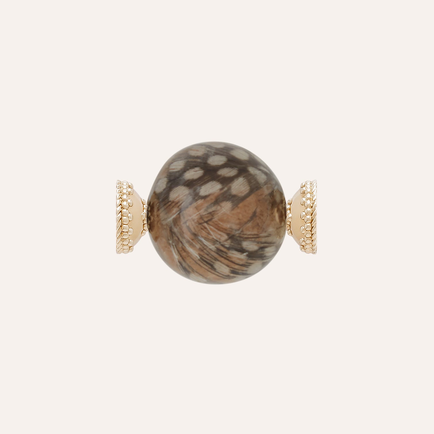 Victoire Brown Graywood Feather 26mm Bead Centerpiece