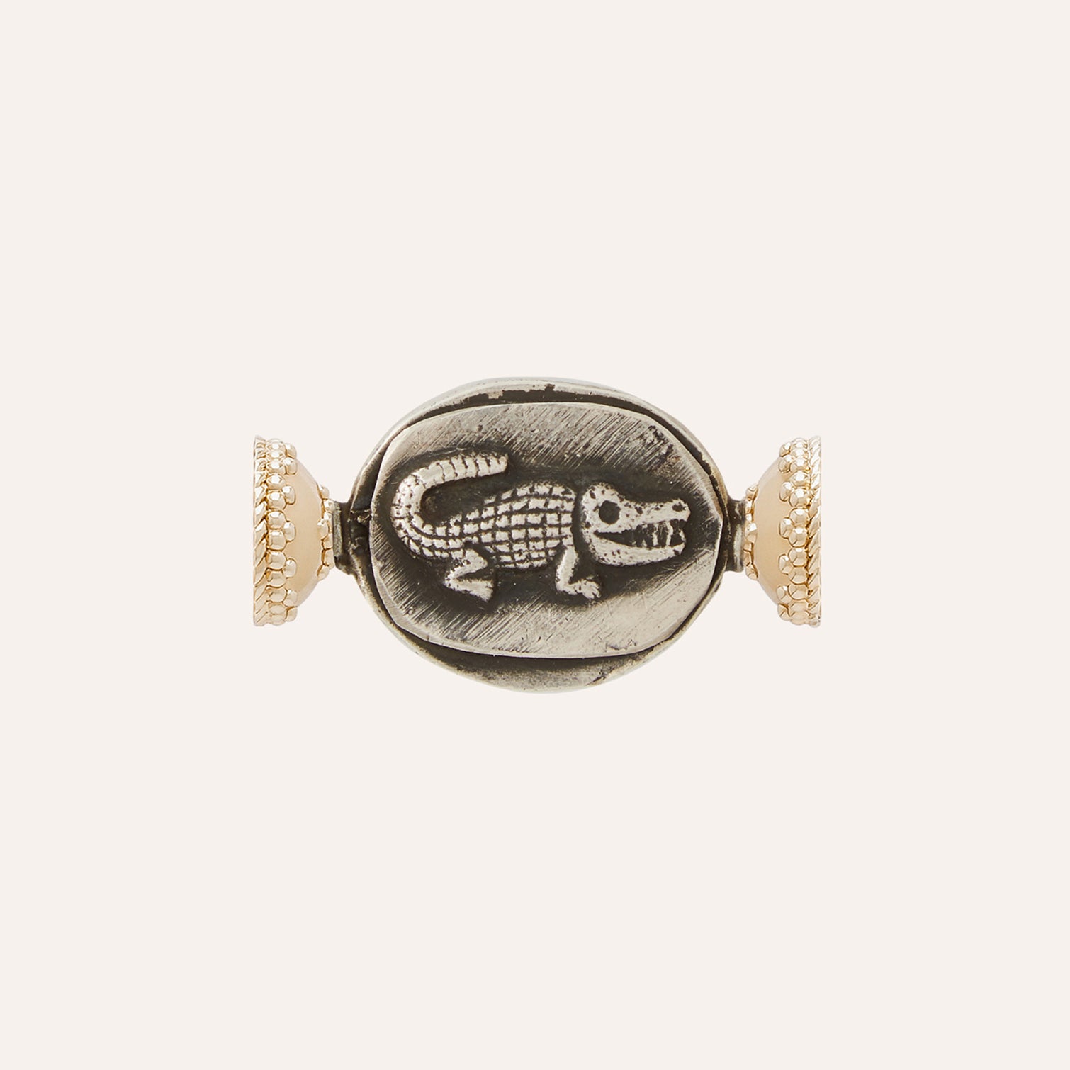 Tibetan Treasure Carved Silver Alligator Centerpiece