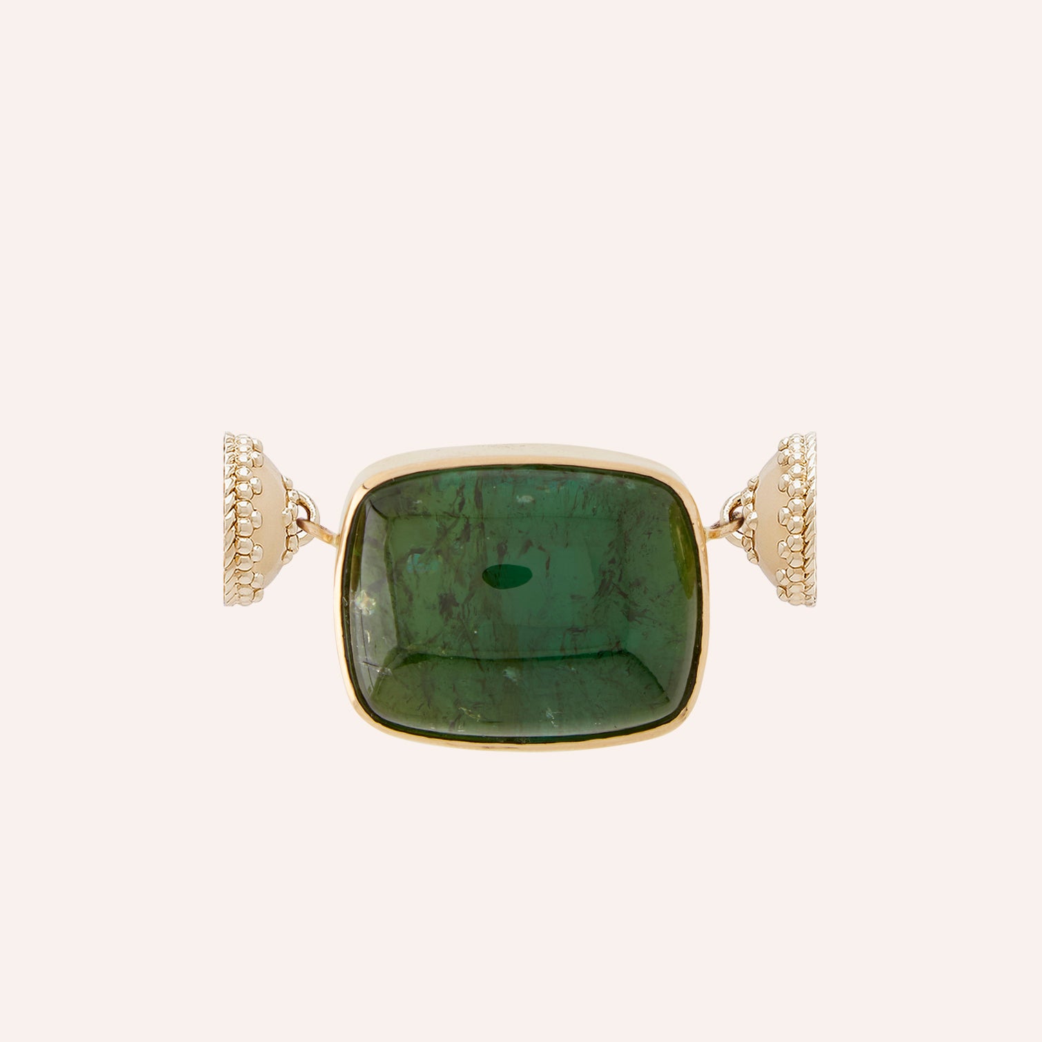 Deep Green Tourmaline Rectangle Cabochon Centerpiece