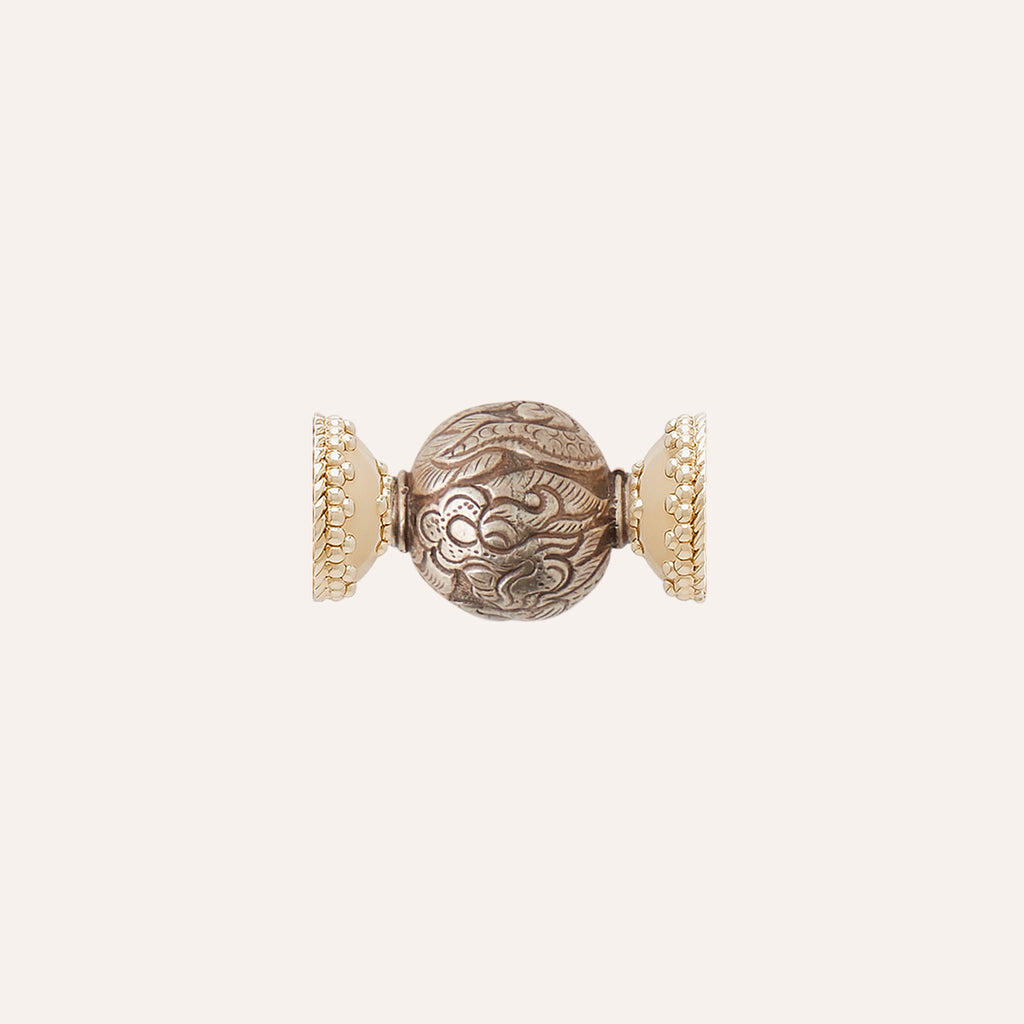 Tibetan Treasure 17mm Sterling Silver Dragon Centerpiece