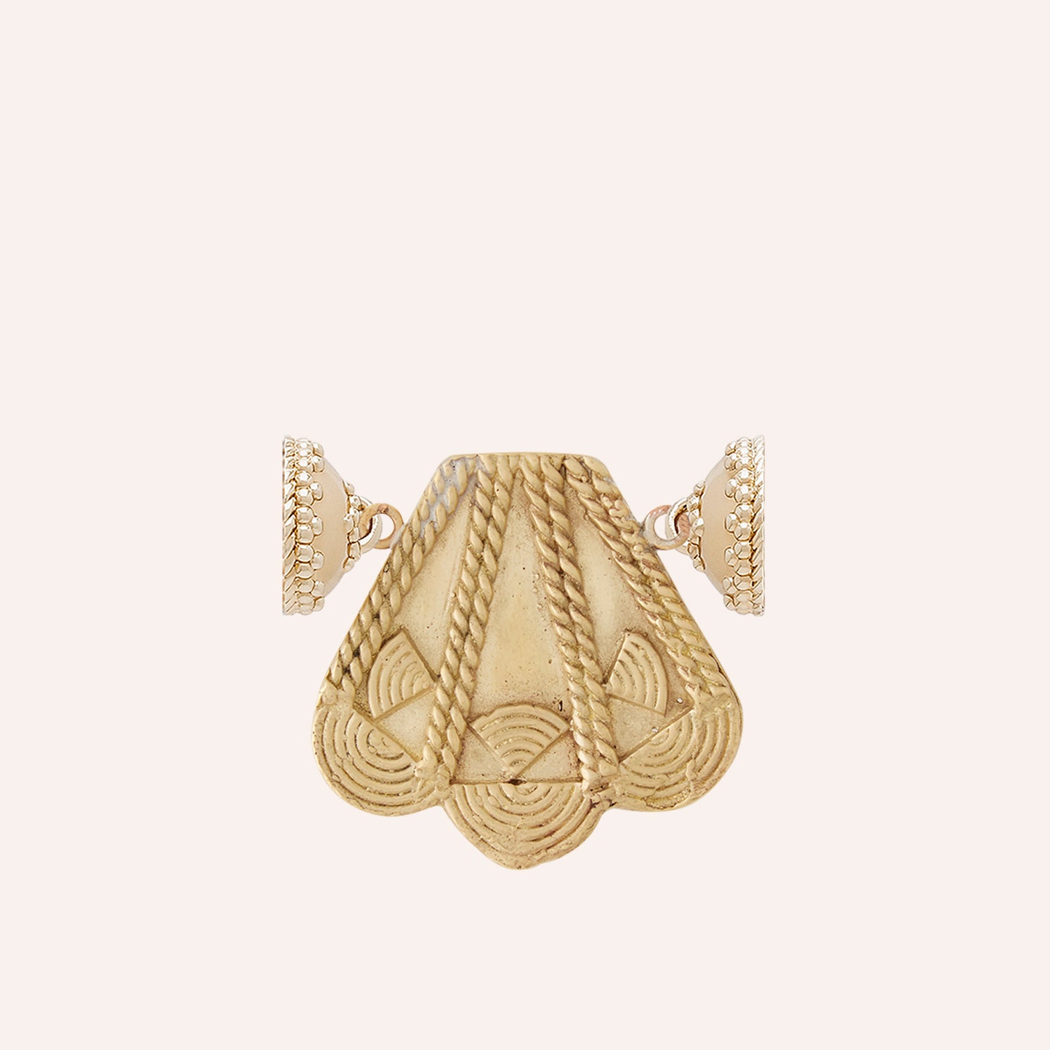 African Brass Small Braided Fan Shield Centerpiece