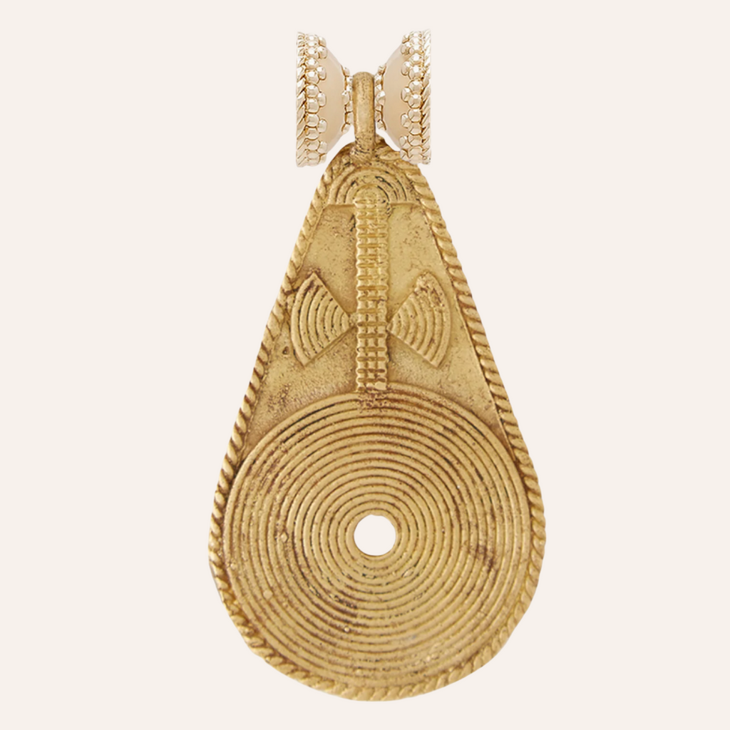 African Brass Large Swirl Fan Centerpiece