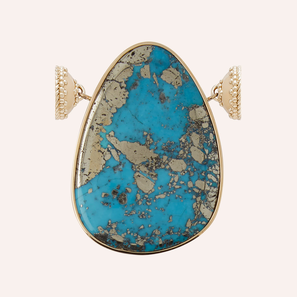 Large Teardrop Turquoise & Pyrite Centerpiece