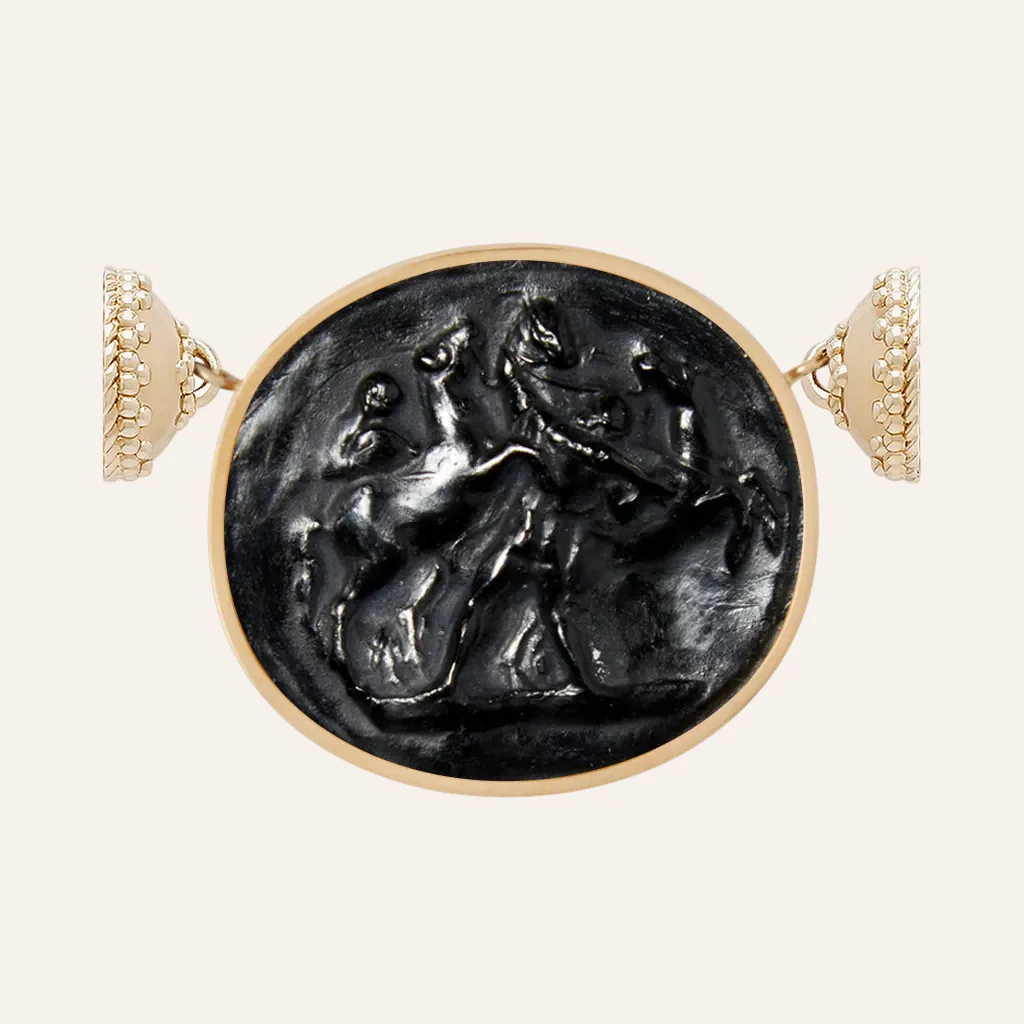 Classic Horses Black Chiara Glass Centerpiece
