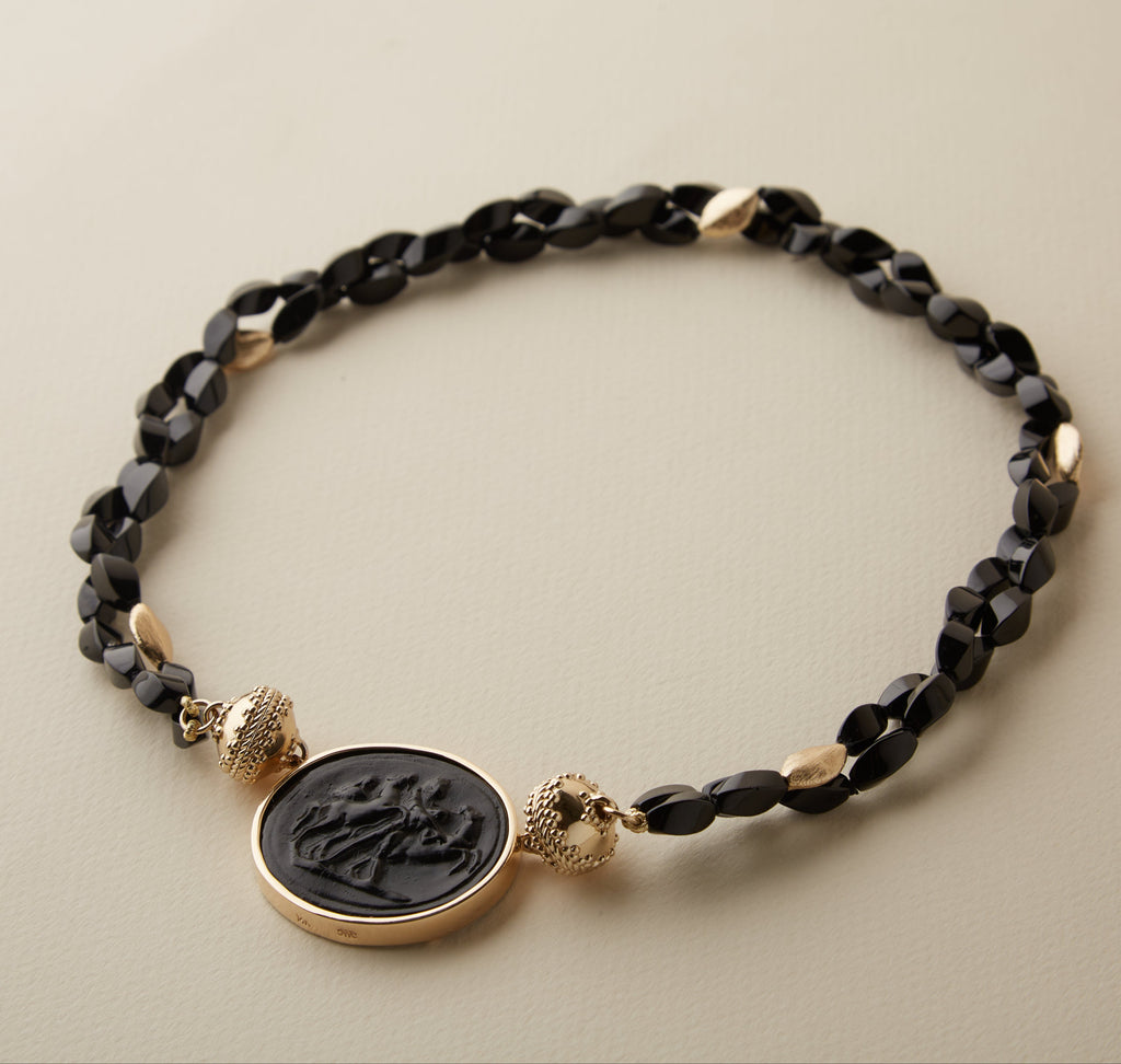 Classic Horses Black Italian Glass Centerpiece