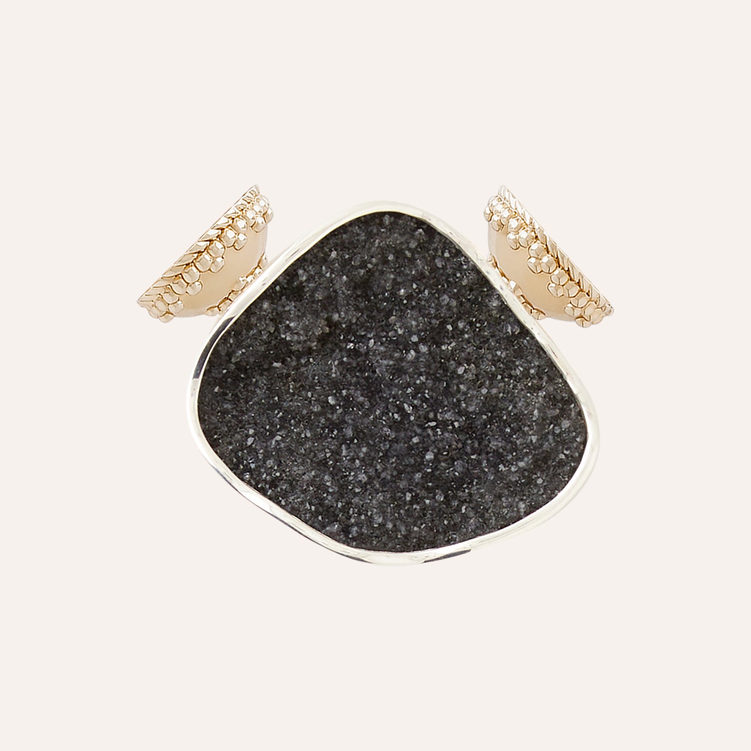 Medium Black Druzy Oblong Bead Centerpiece