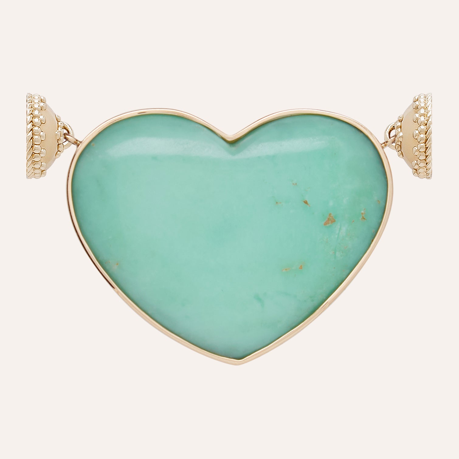 14K Green Chrysoprase Heart Cabochon Centerpiece