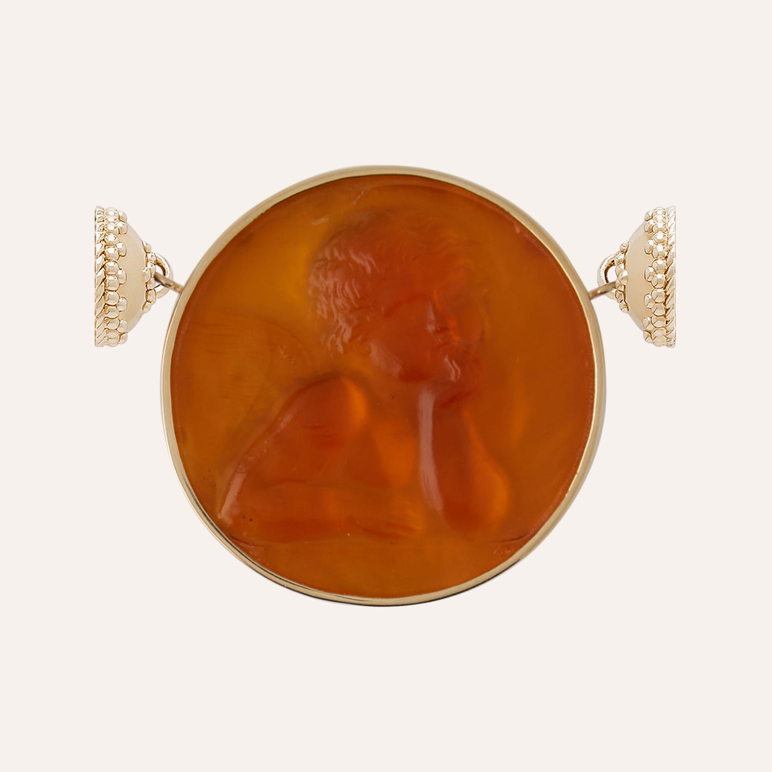 14K Classic Cherub Orange Italian Glass Centerpiece