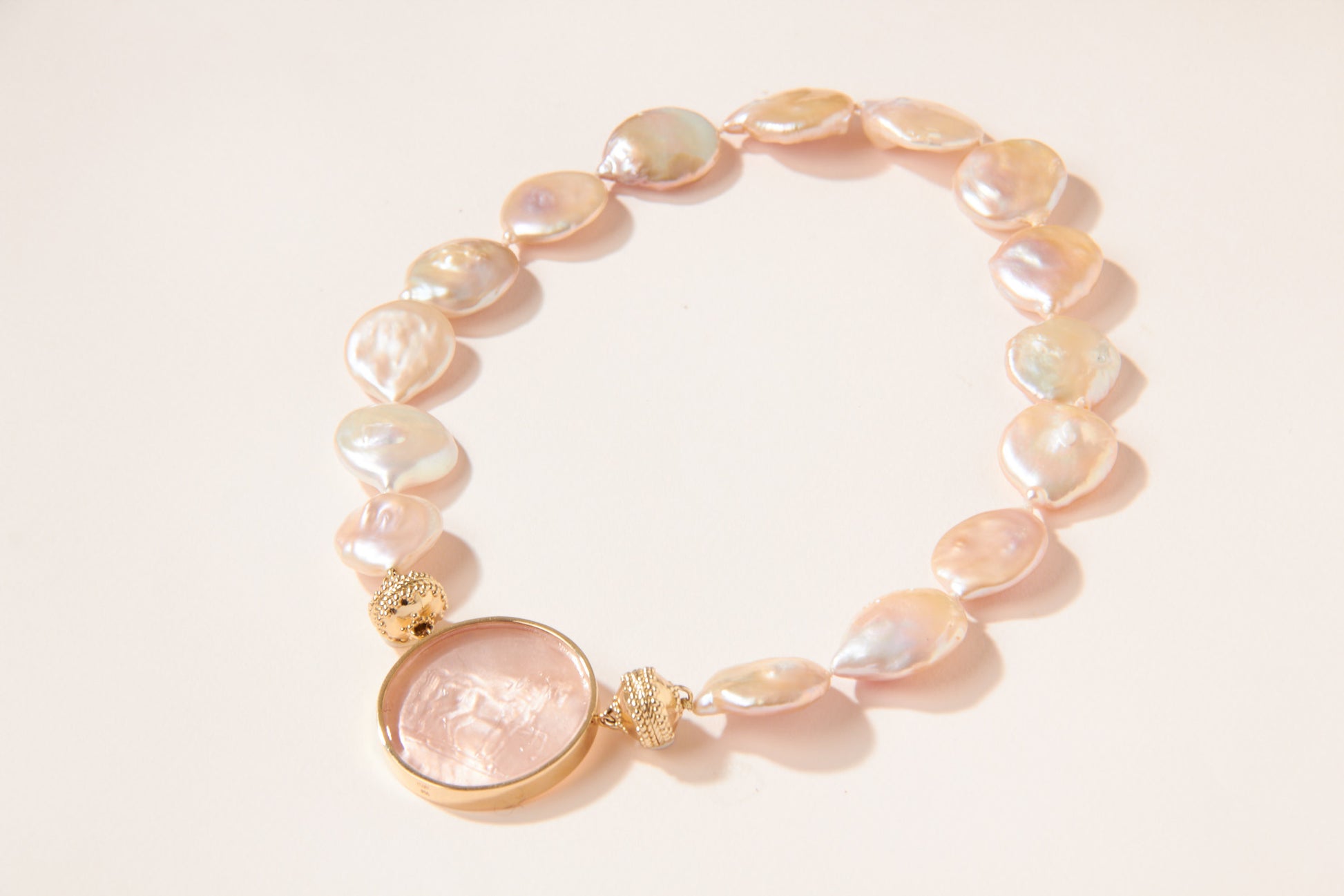 Pink 22-24mm Freshwater Coin Pearl Necklace