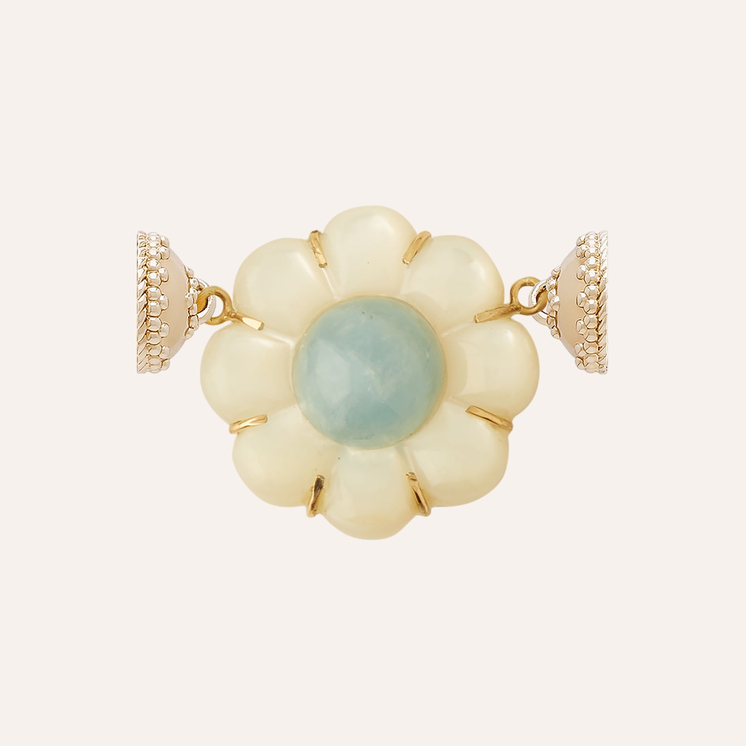Mother of Pearl Flower Centerpiece with Aquamarine