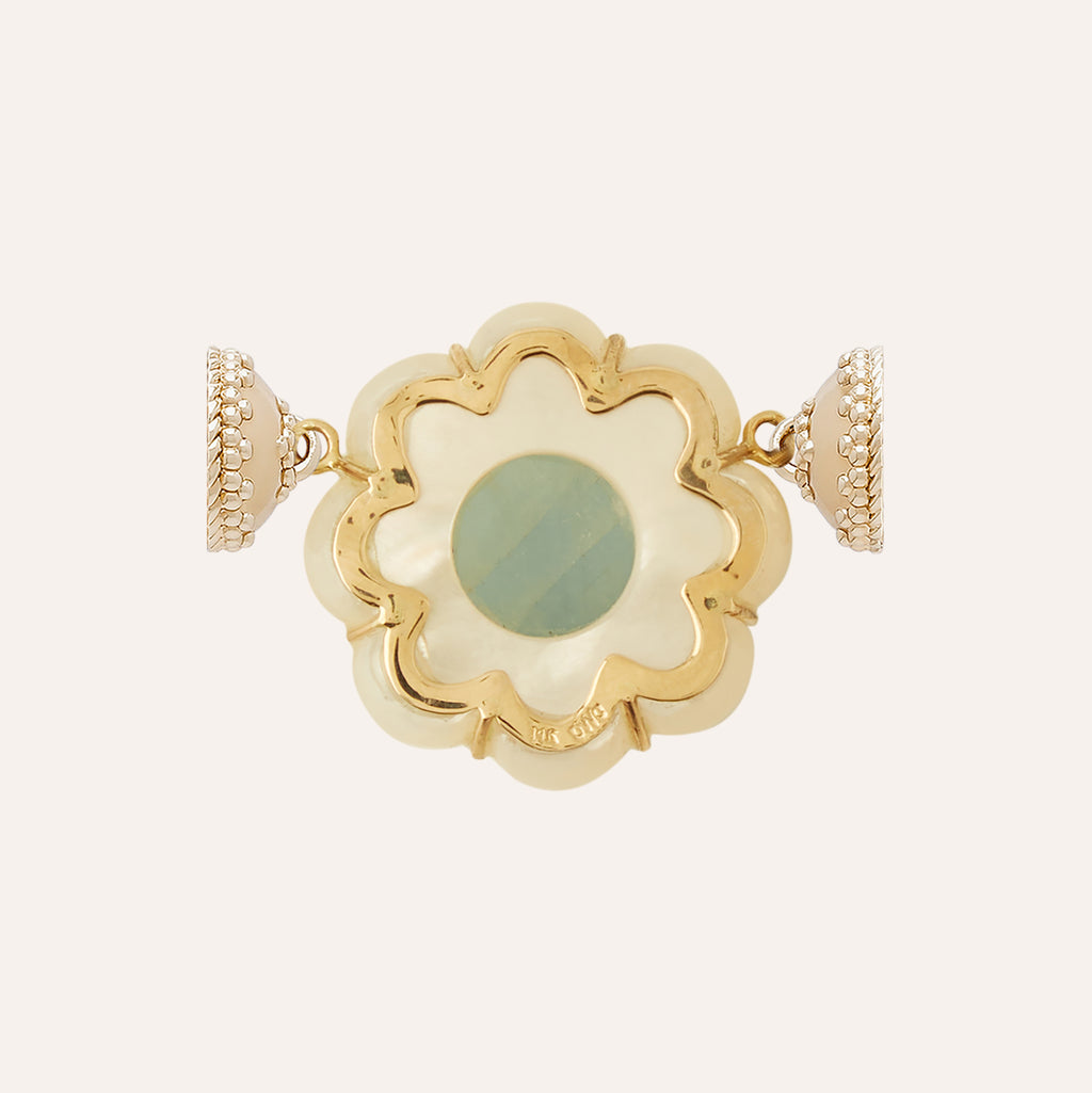 Mother of Pearl Flower Centerpiece with Aquamarine