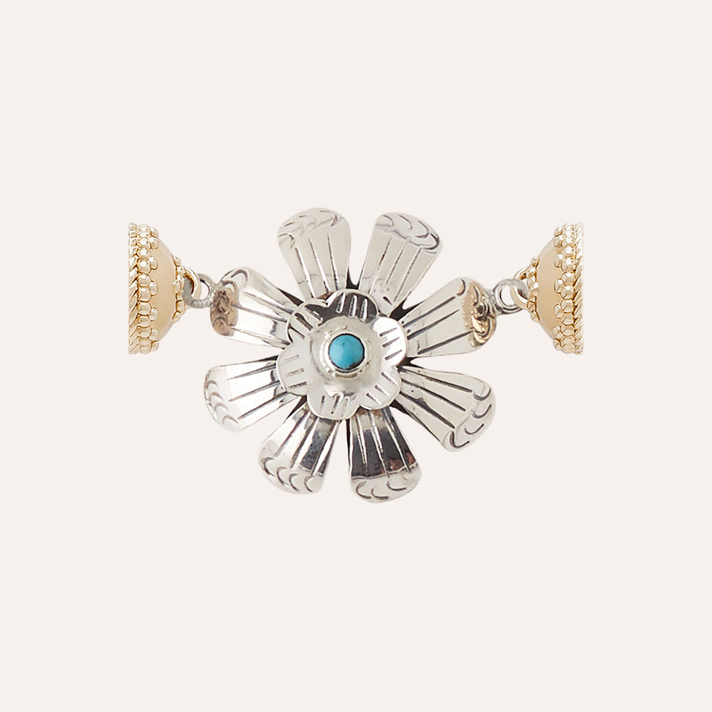 Sterling Sliver and Turquoise Flower Centerpiece