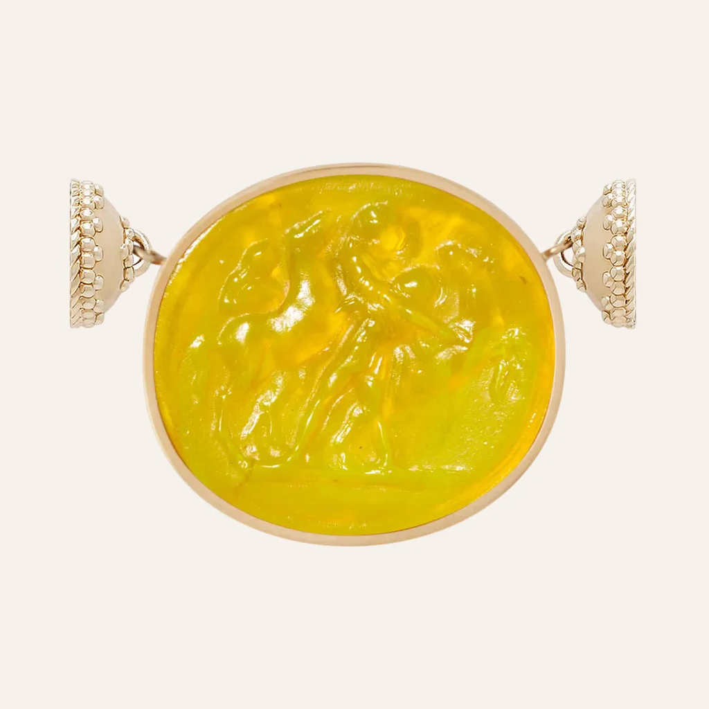 Classic Horses Yellow Chiara Glass Centerpiece