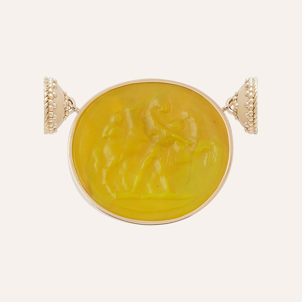 Classic Horses Yellow Chiara Glass Centerpiece