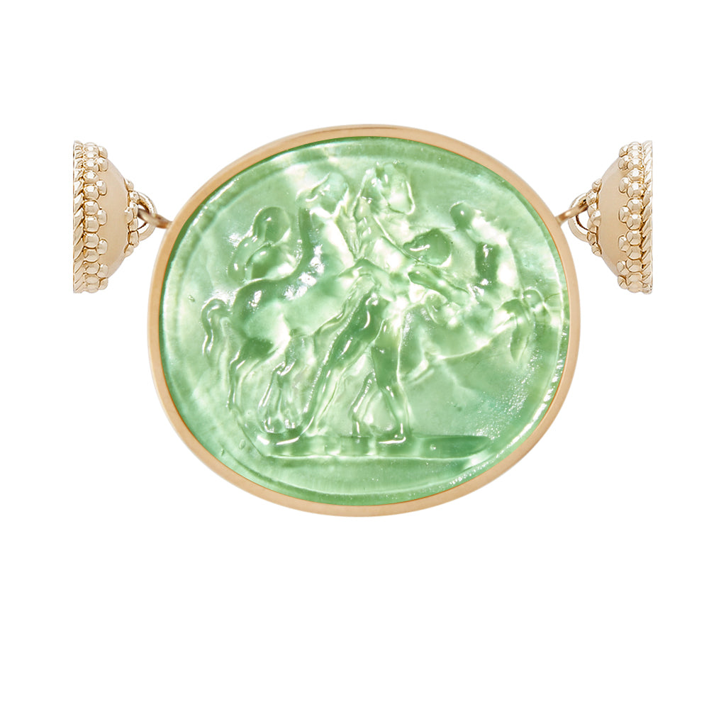 Classic Horses Mint Green Chiara Glass Centerpiece