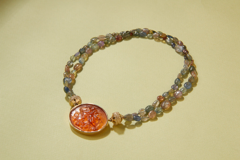 Multicolor Double-Strand Tumbled Sapphire Necklace